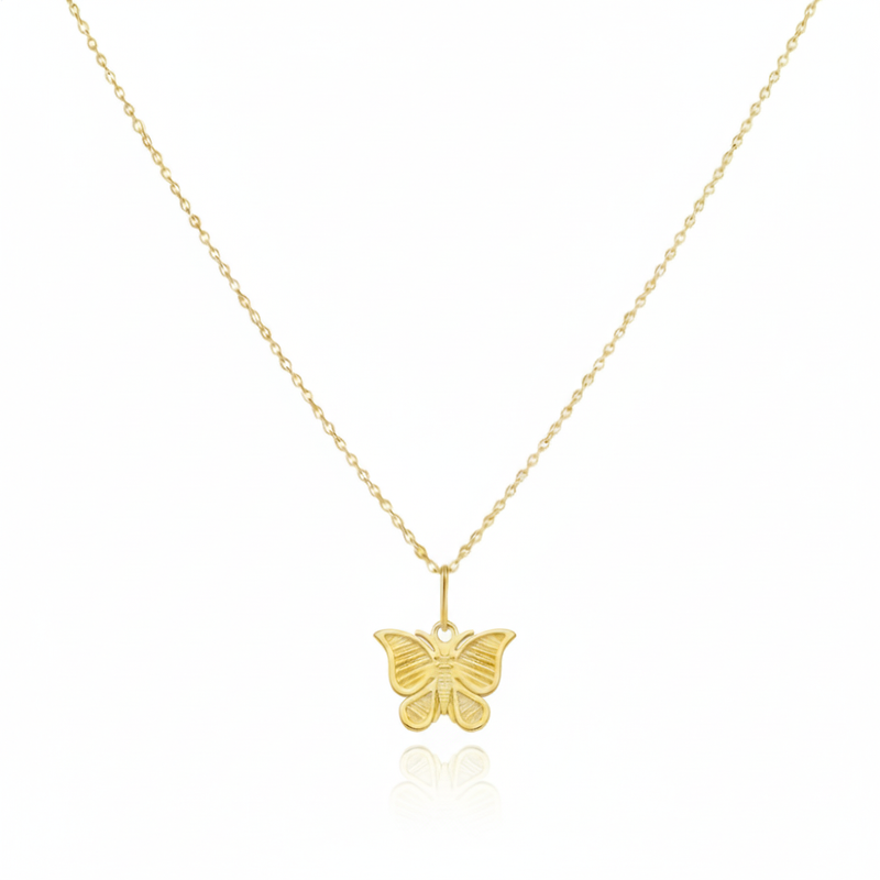 18K Real Gold Butterfly Necklace - 18k Gold Necklace - Embellish Gold