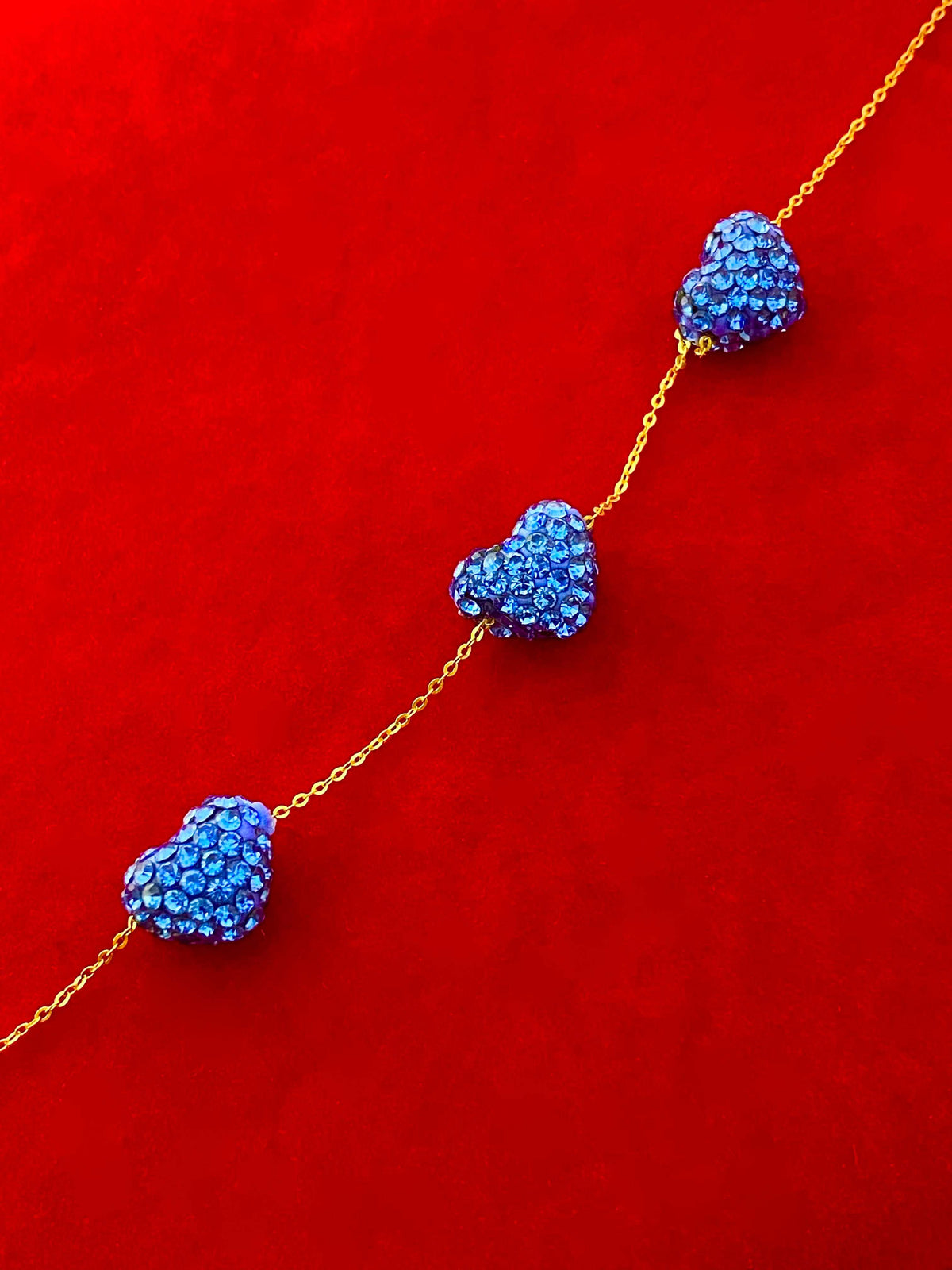 18K Real Gold Swarovski Heart Bracelet Sky Blue - Embellish Gold