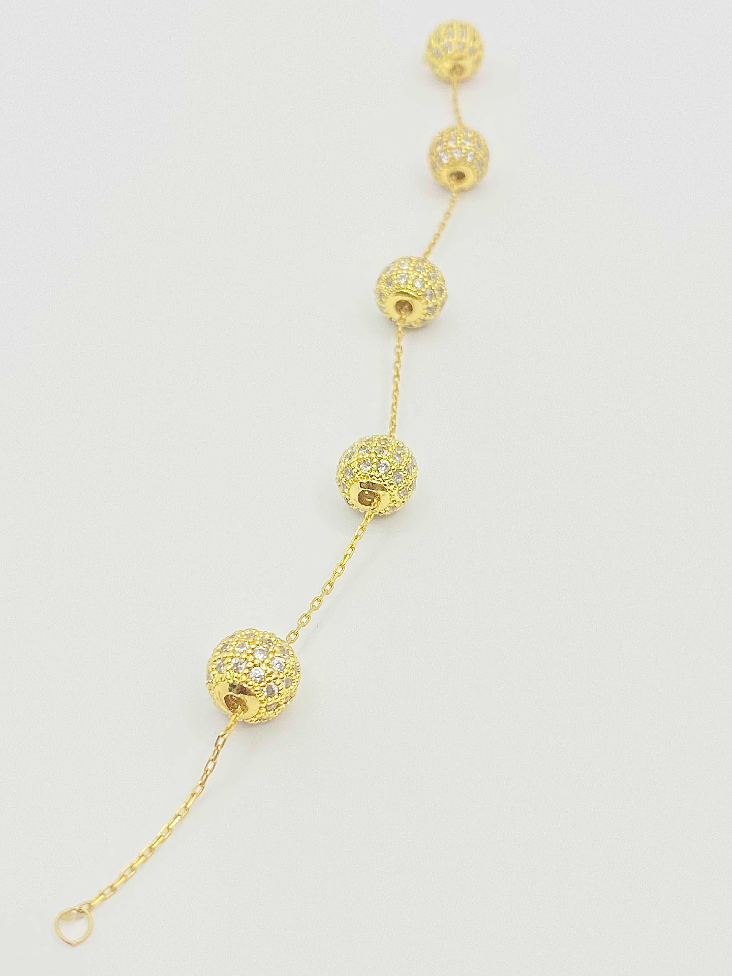 18K Real Gold 5 Brass Ball Bracelet.1 - Embellish Gold