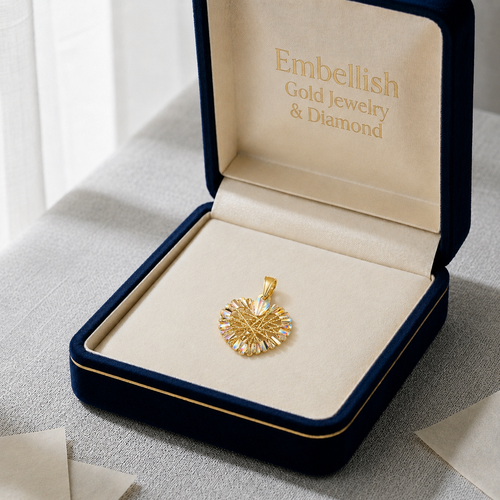 18k Gold Dia Cut Heart Pendant