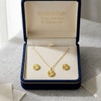 18K Real Gold CoCo Flower Necklace And Earring Set