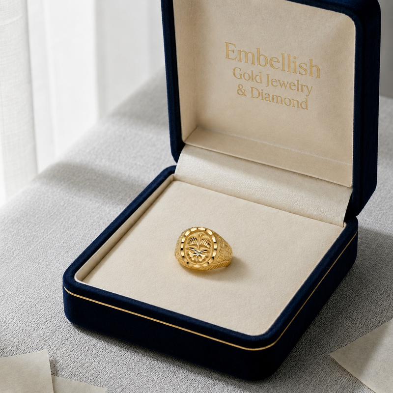 18k Gold Tree Inspired Ring - 18k Gold Ring - Embellish Gold Jewelry & Diamond