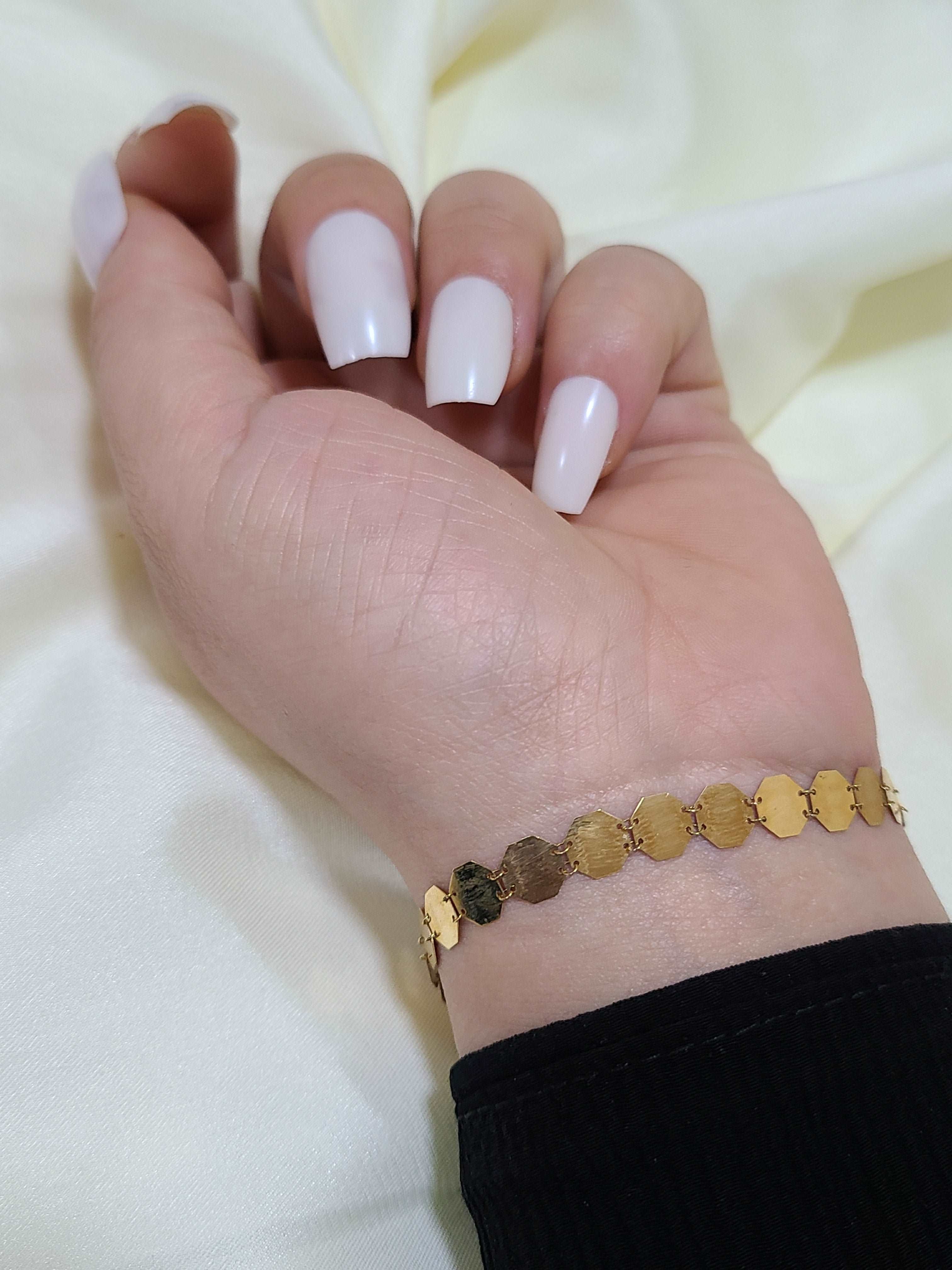 18K Real Gold Hexagon Bracelet - Embellish Gold
