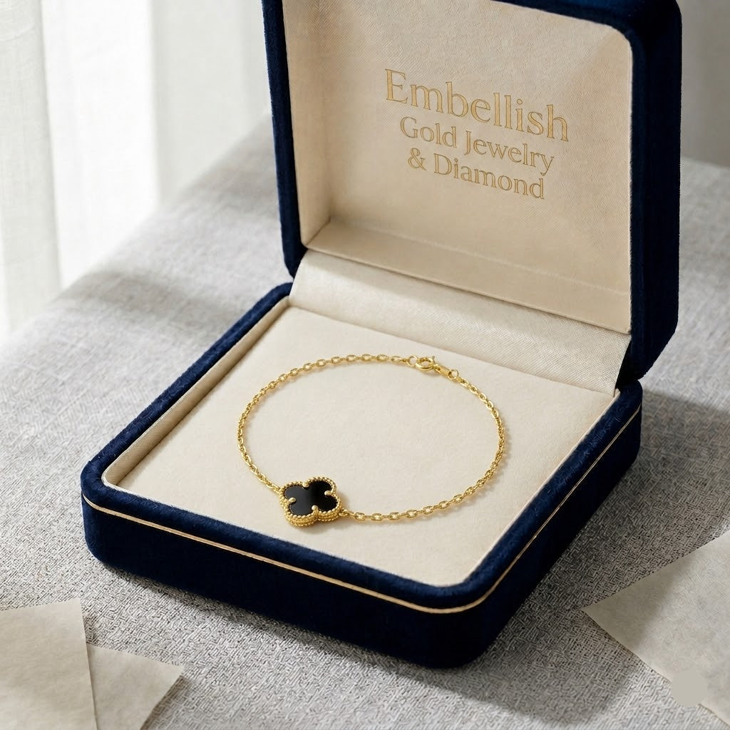 18k Gold Jade Clove Flower Bracelet