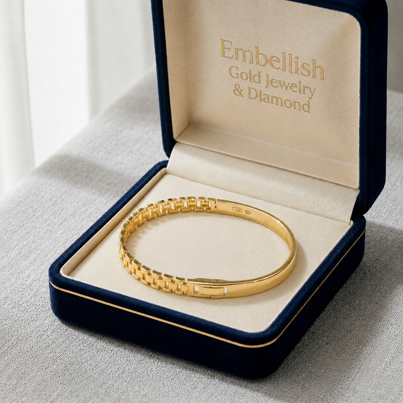 18k Gold Zipper Inspired Bangle - 18k Gold Bangle - Embellish Gold Jewelry & Diamond