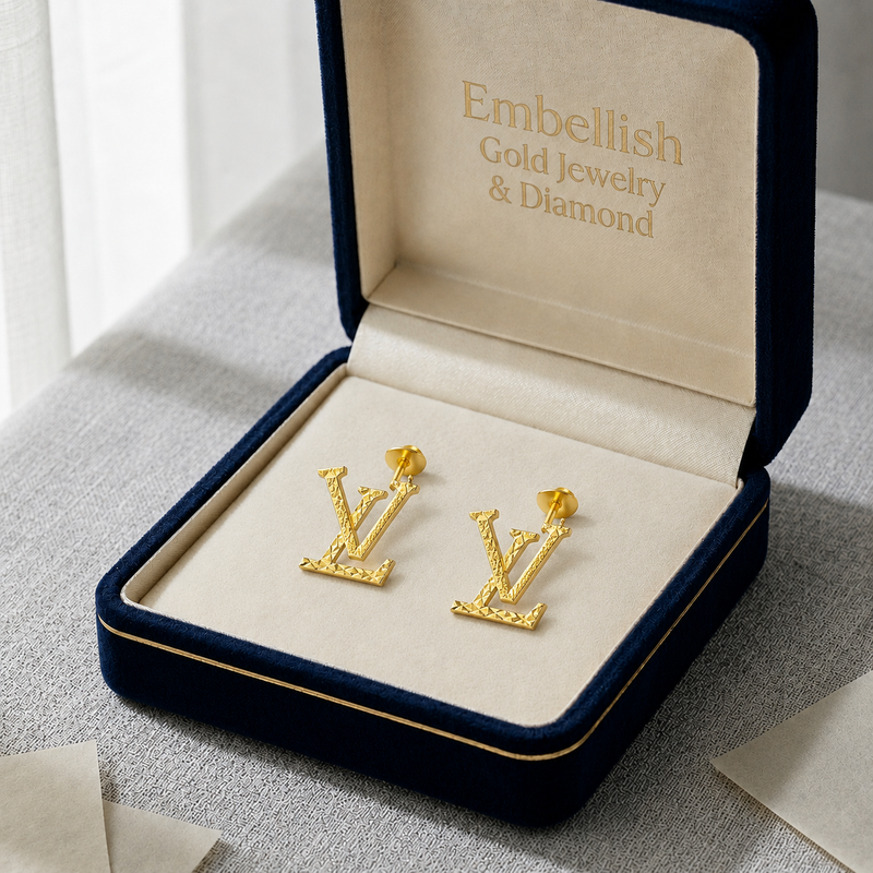 18K Gold Love Screw Earrings - 18k Gold Earrings - Embellish Gold