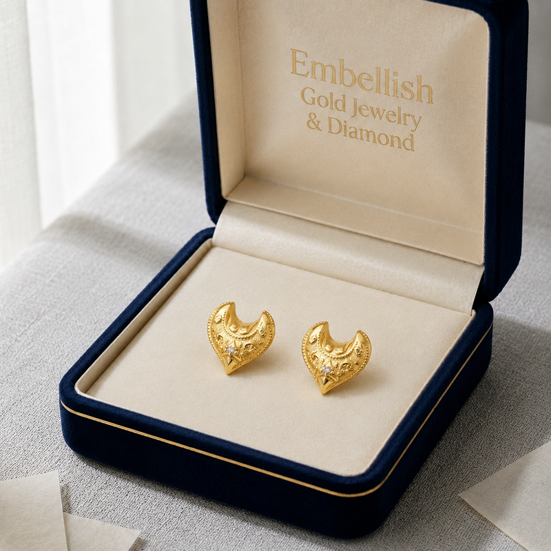 18k Gold Flame Heart Screw Earrings - 18k Gold Earrings - Embellish Gold