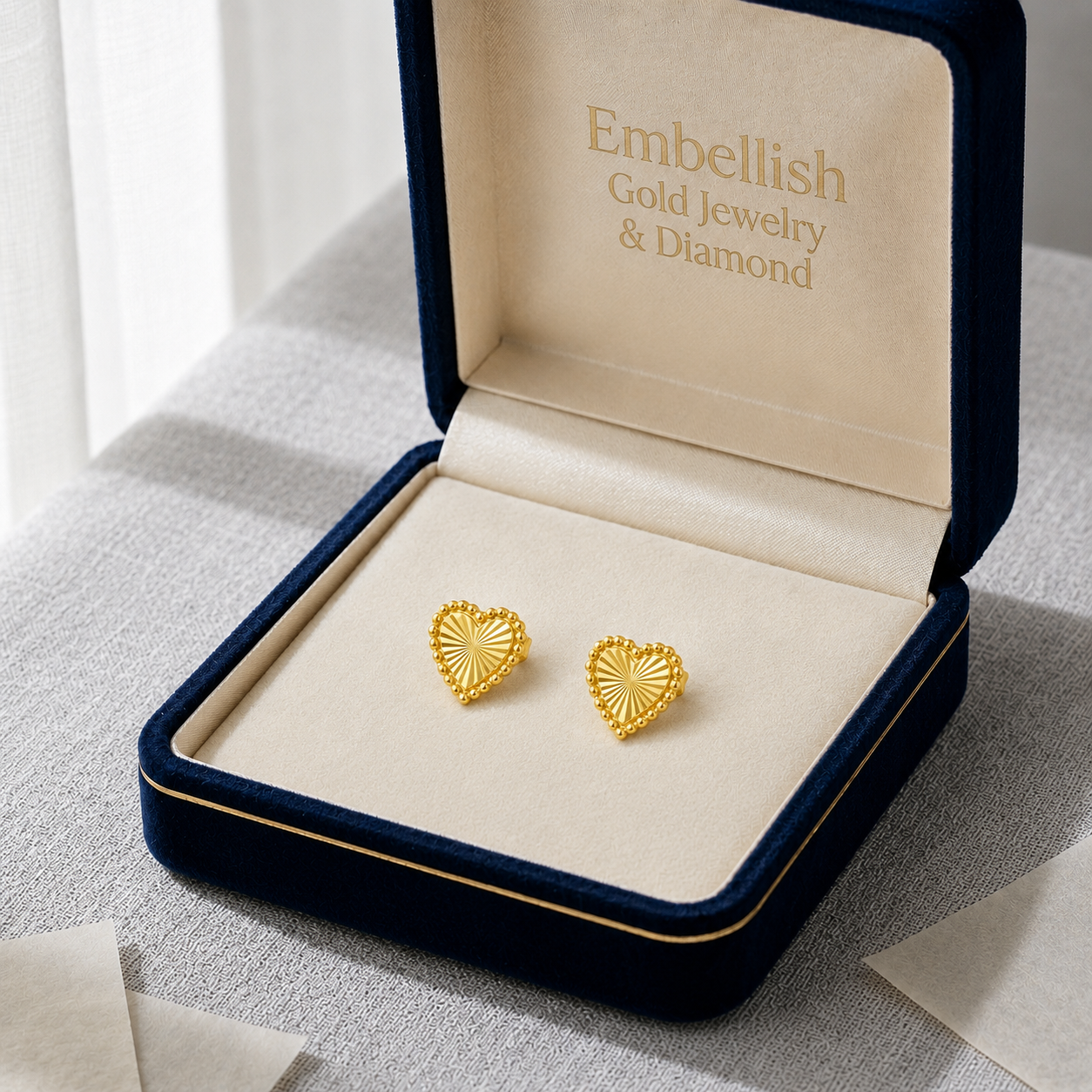 18K Real Gold  Plain Cut Earrings - 18k Gold Earrings - Embellish Gold