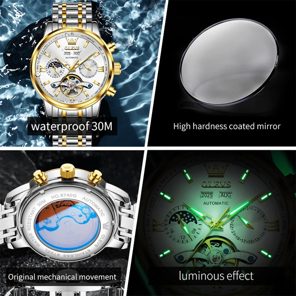 OLEVS Luxury Business Men's Watches - Festive Collection - Embellish Gold Jewelry & Diamond