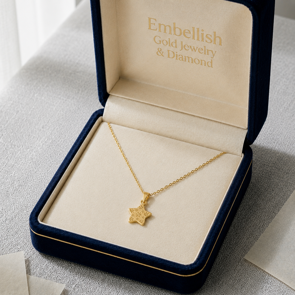 18K Real Gold Star Necklace - 18k Gold Necklace - Embellish Gold