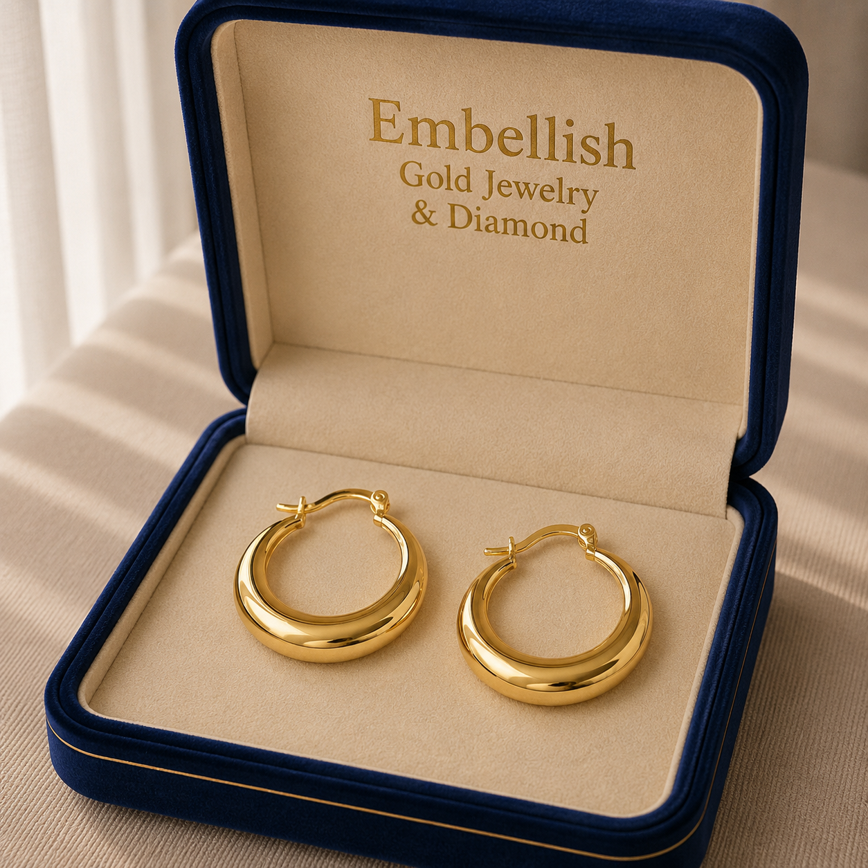 18k Gold Glaze Loop Earrings - 18k Gold Earrings - Embellish Gold Jewelry & Diamond