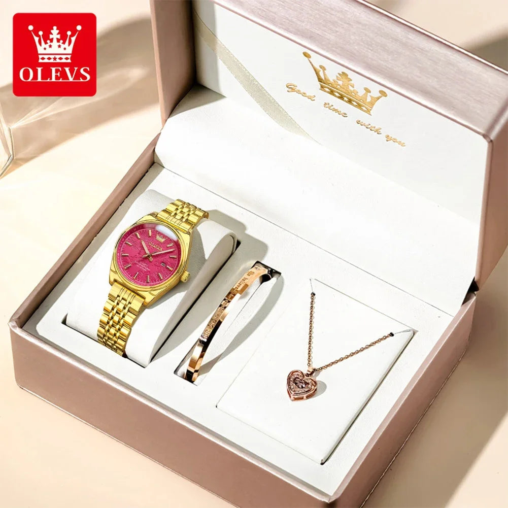 OLEVS New 3703 Watches Woman - Festive Collection - Embellish Gold Jewelry & Diamond
