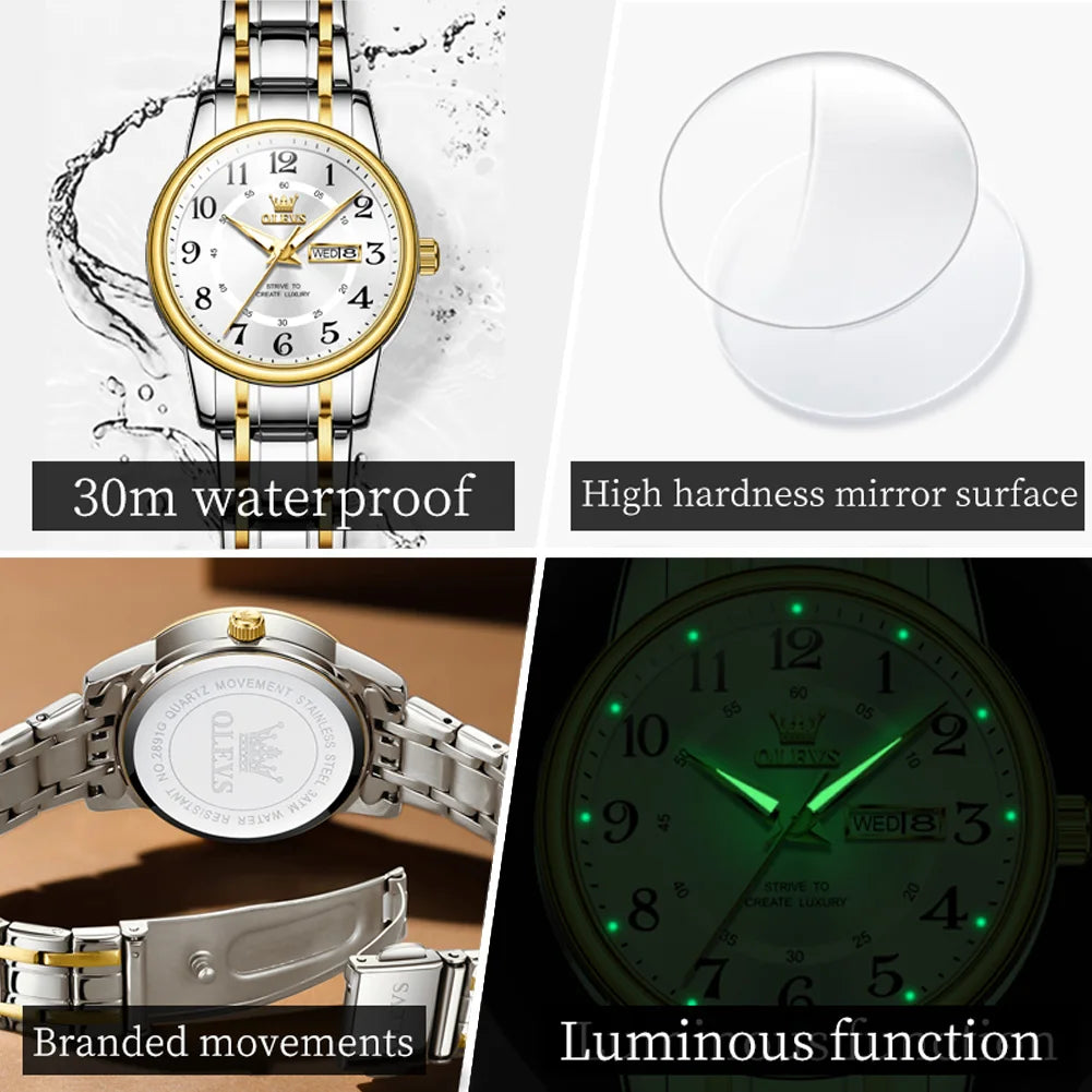 OLEVS 2891 Luxury Brand Fashion Women's Watches - Olevs - Embellish Gold Jewelry & Diamond