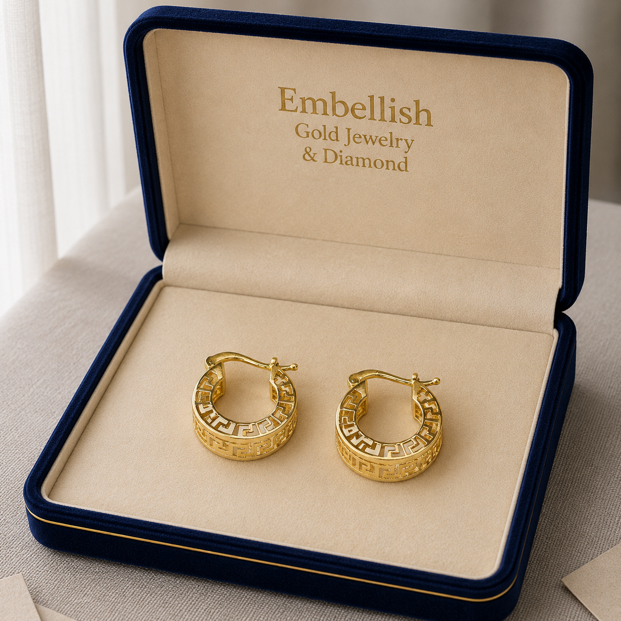 18k Gold Bulky Maze Loop Earrings - 18k Gold Earrings - Embellish Gold Jewelry & Diamond