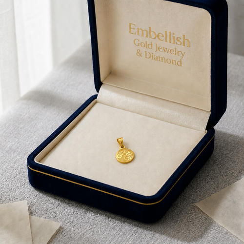 18k Gold Flower Round Pendant