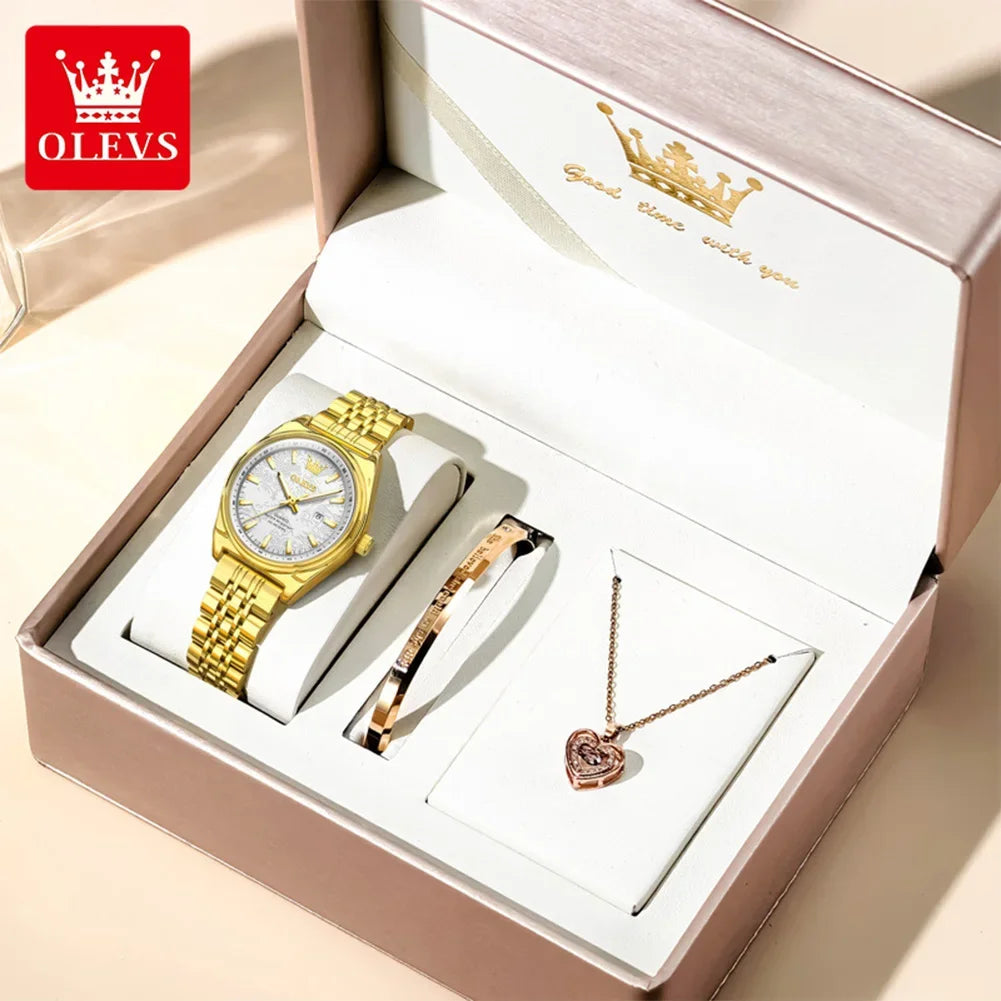OLEVS New 3703 Watches Woman - Festive Collection - Embellish Gold Jewelry & Diamond