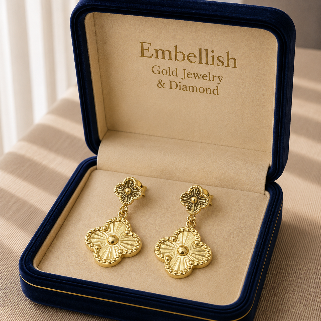 18k Gold VC Dot Dangling Earrings