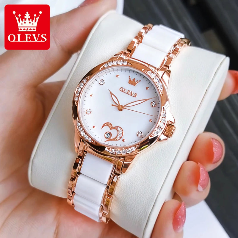 OLEVS Elegant Fashion Women's Watches - مجموعة احتفالية - Embellish Gold Jewelry & Diamond