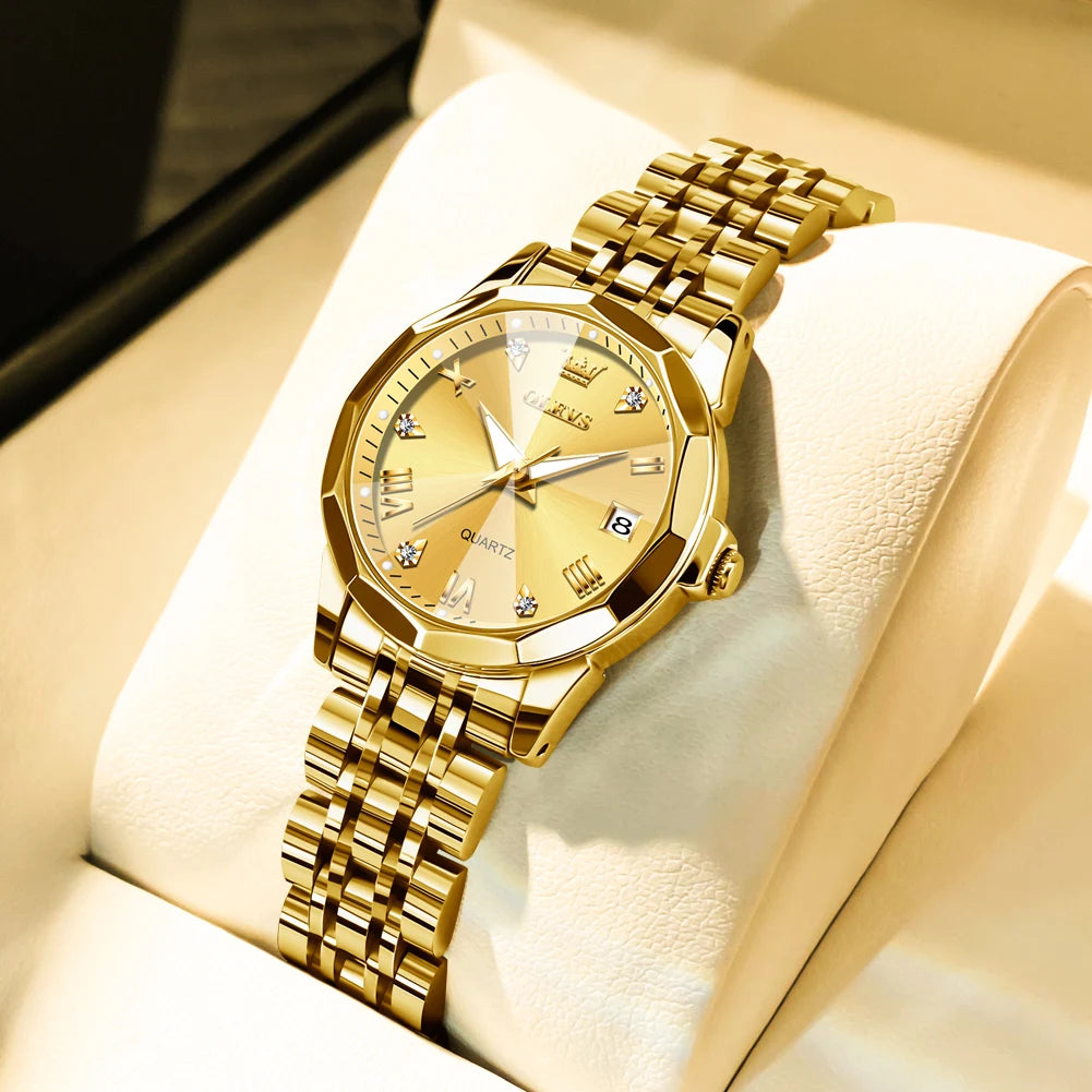 OLEVS Fashion Golden Watch for Women - Olevs - Embellish Gold Jewelry & Diamond