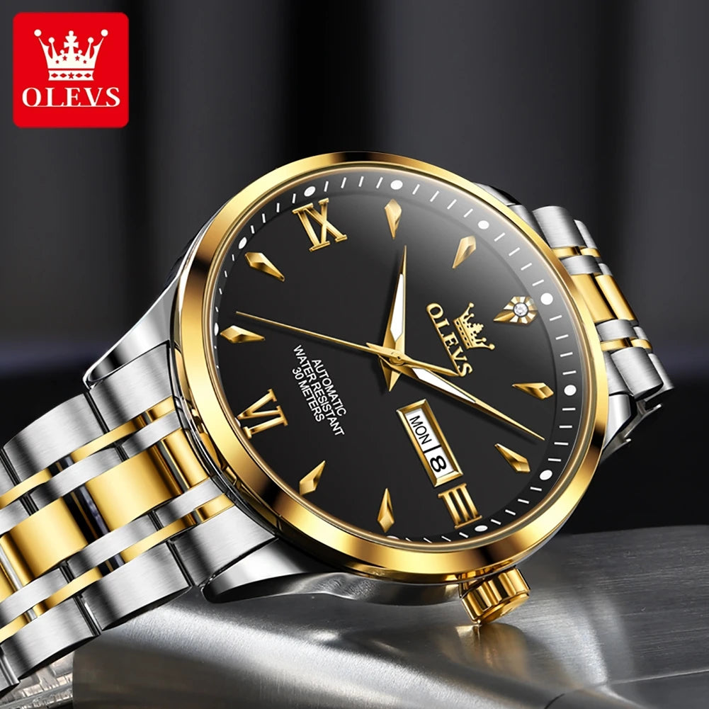 OLEVS 9956 Mens Watch - Festive Collection - Embellish Gold Jewelry & Diamond
