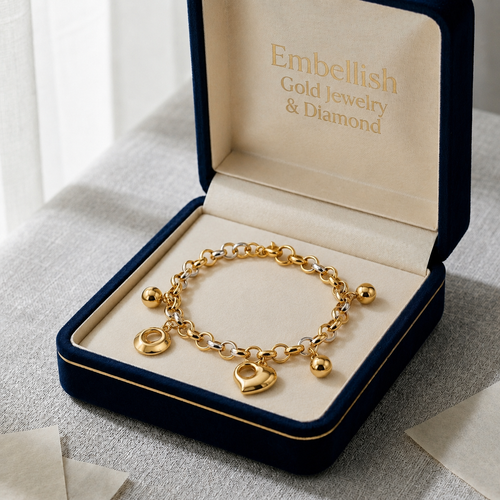 18k Gold Heart Ball Bracelet