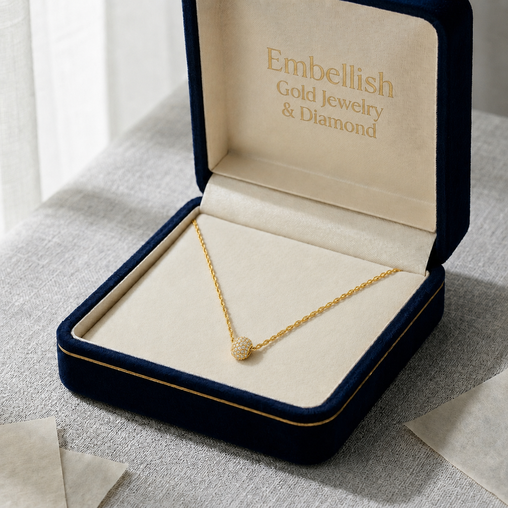 18k Gold Brass Ball with Rope Necklace