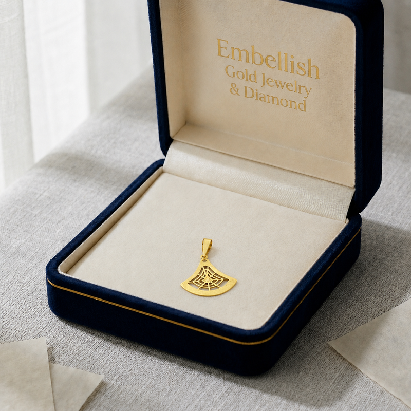18k Gold Web Style Pendant - 18k Gold Pendant - Embellish Gold