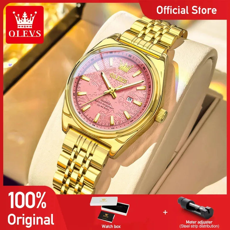 OLEVS New 3703 Watches Woman - Festive Collection - Embellish Gold Jewelry & Diamond