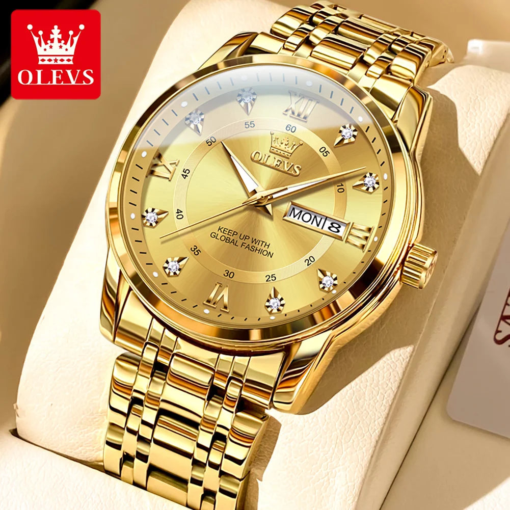 OLEVS Brand Fashion men's watches - Olevs - Embellish Gold Jewelry & Diamond