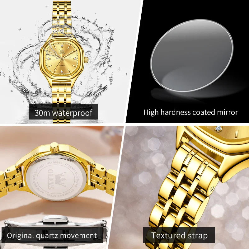 OLEVS 5888 Ladies Watches - Festive Collection - Embellish Gold Jewelry & Diamond