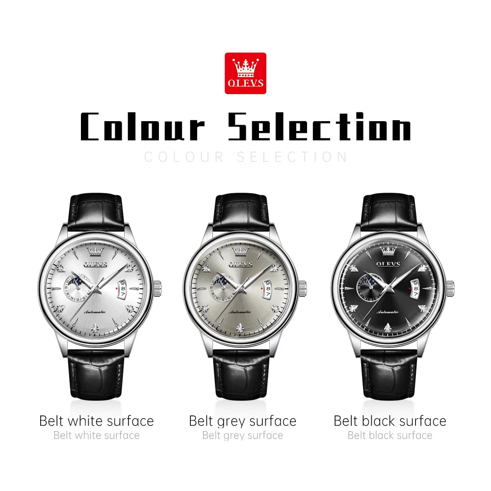 OLEVS 7040 24h Moon Phase Men's Watch - Festive Collection - Embellish Gold Jewelry & Diamond