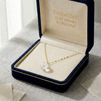 18K Real Gold White Pearl Necklace With Mirror Chain