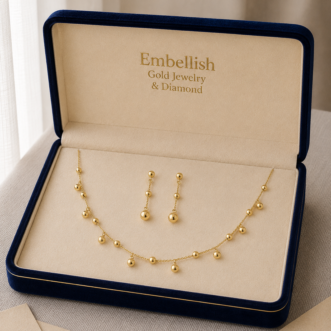 18k Gold Balls Jewelry Set - ad collection - Embellish Gold Jewelry & Diamond