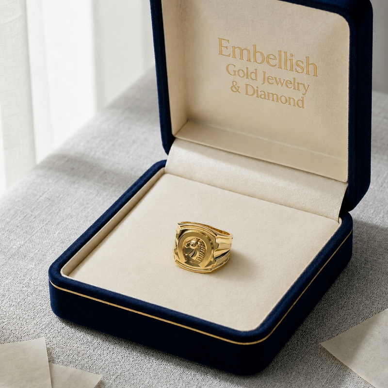 18k Gold Horse Shoe Power Ring - 18k Gold Ring - Embellish Gold Jewelry & Diamond
