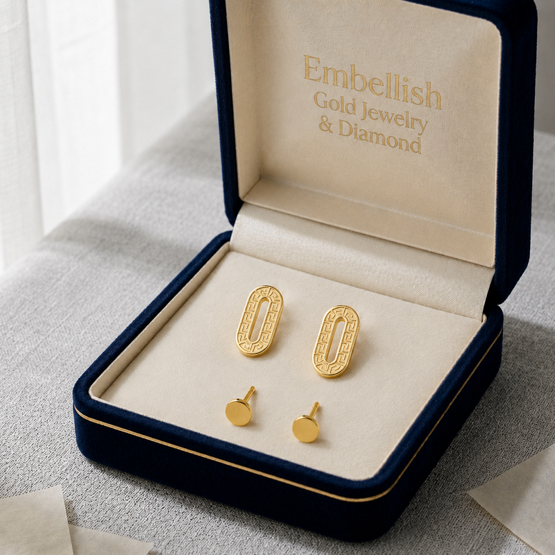 18K Real Gold Clip Style Earrings - 18k Gold Earrings - Embellish Gold