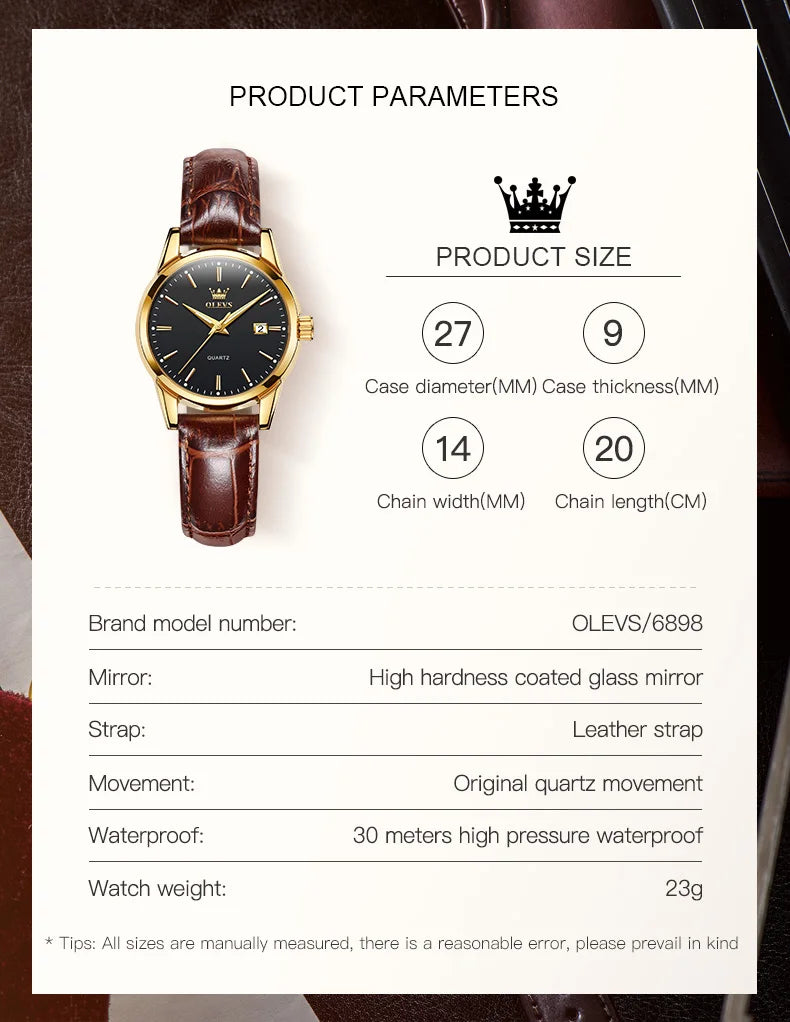 OLEVS 6898 Elegant Women's Watch - Olevs - Embellish Gold Jewelry & Diamond