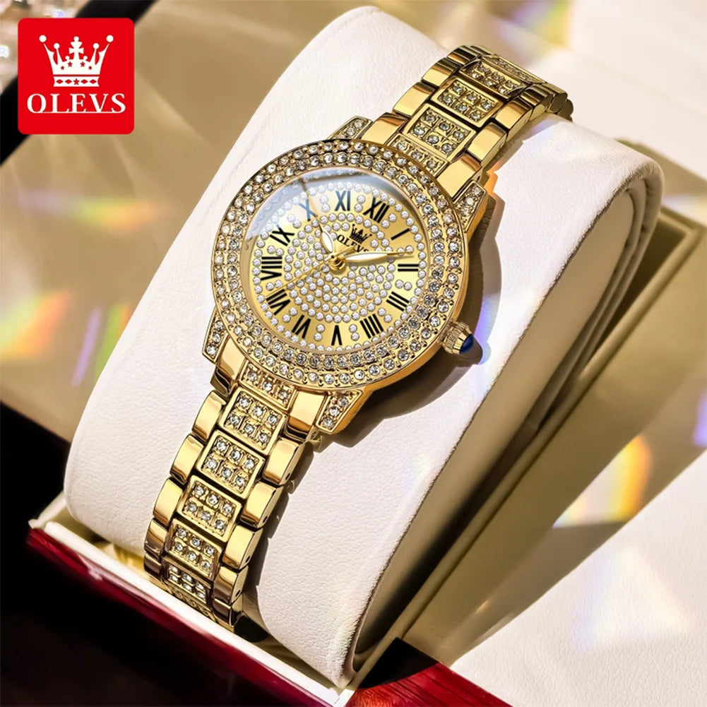 OLEVS 9943 Luxury Diamond Women Watch - Olevs - Embellish Gold Jewelry & Diamond