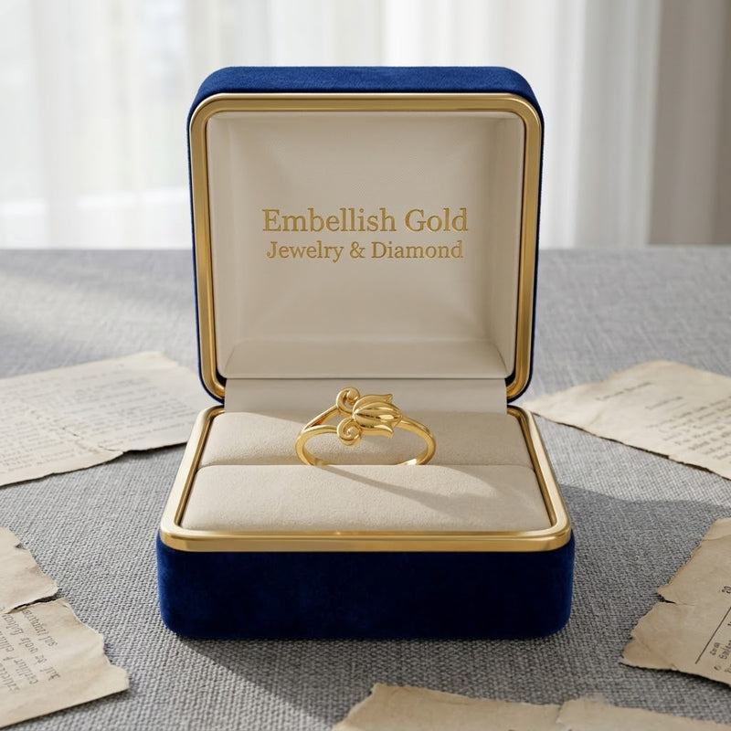 18k Gold Wavy Inspired Ring - 18k Gold Ring - Embellish Gold Jewelry & Diamond