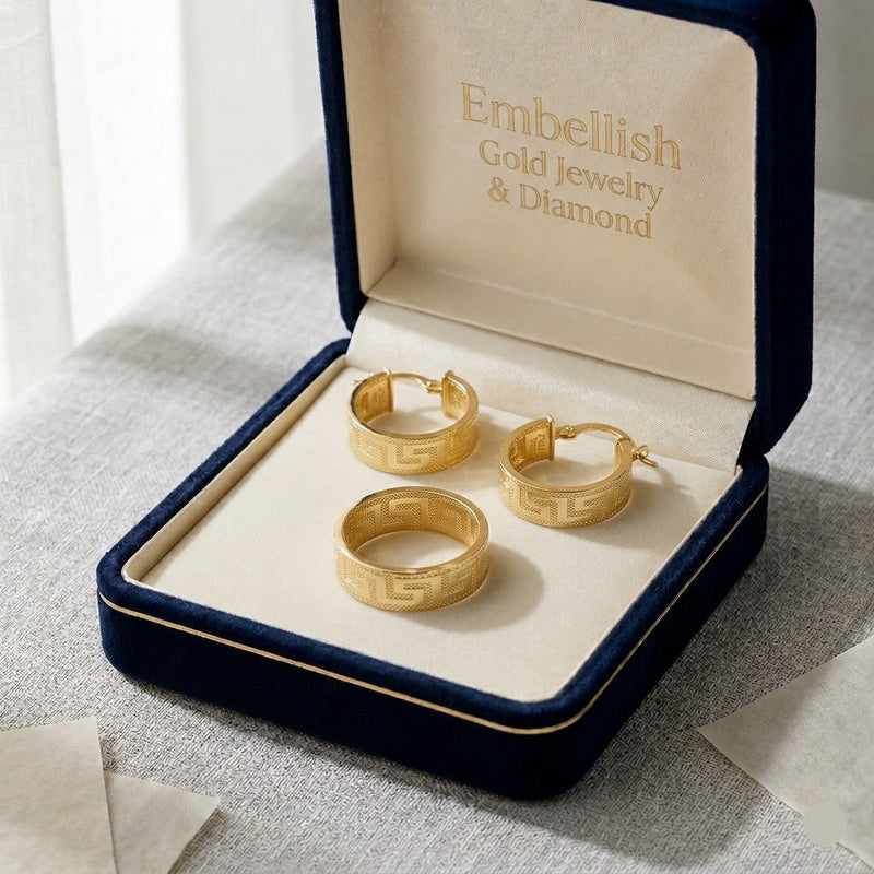 18k Gold Glaze Maze Jewelry Set - مجموعة متميزة - Embellish Gold Jewelry & Diamond