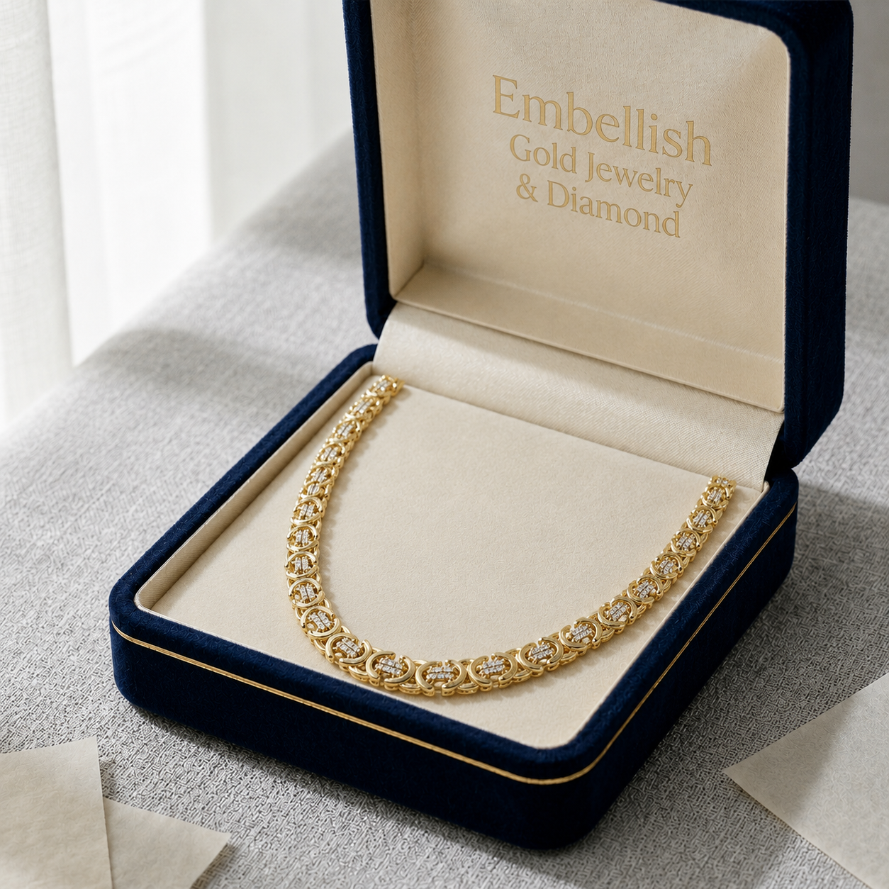 18k Gold 2 Tone Solid Versace Chain - 18k Gold Chain - Embellish Gold Jewelry & Diamond