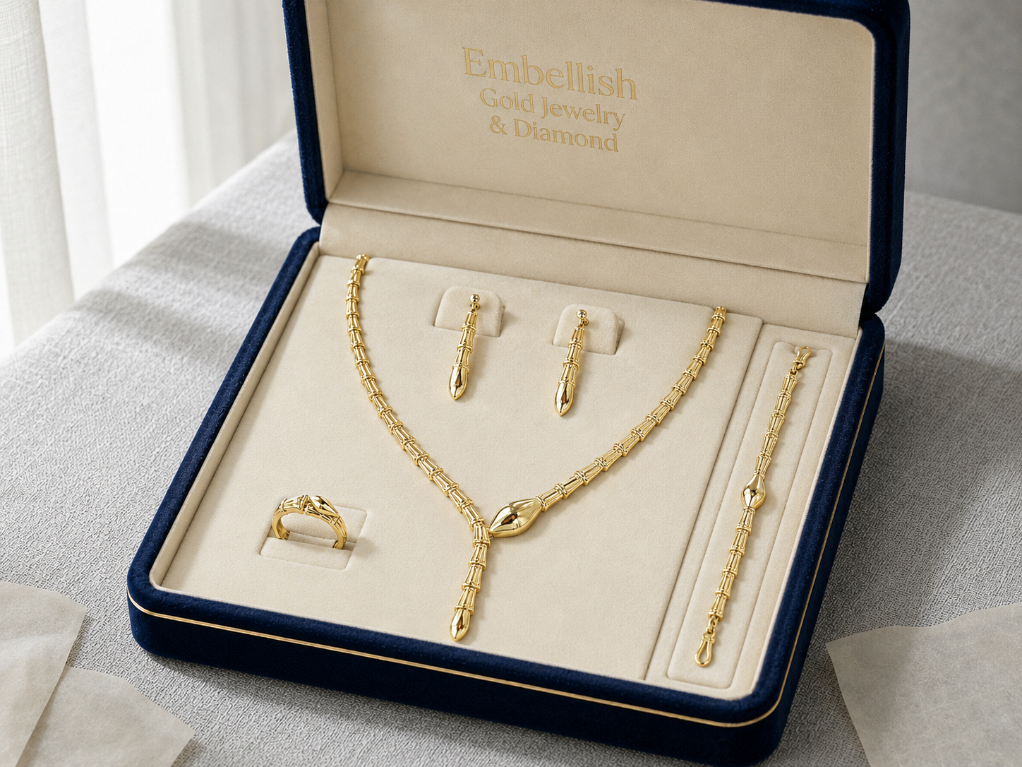 18k Gold Cobra Jewelry Set - ad collection - Embellish Gold Jewelry & Diamond