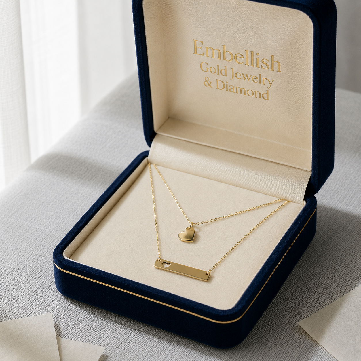 18k Gold 2 Layer Heart in Heart Necklace