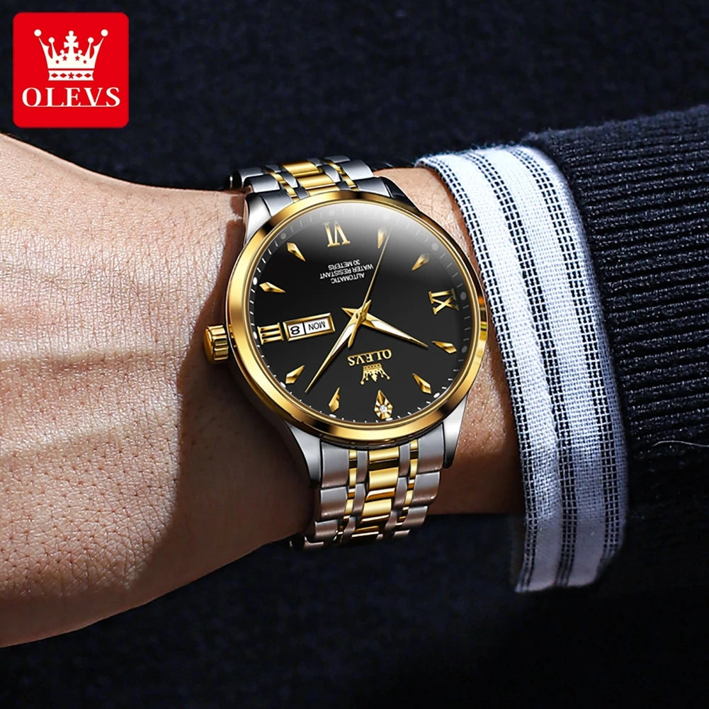 OLEVS 9956 Mens Watch - Festive Collection - Embellish Gold Jewelry & Diamond