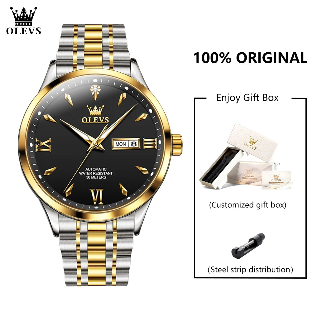 OLEVS 9956 Mens Watch - Festive Collection - Embellish Gold Jewelry & Diamond
