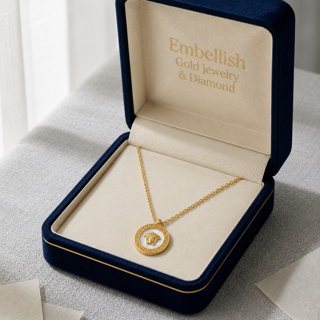 18k Gold Versace Face Necklace