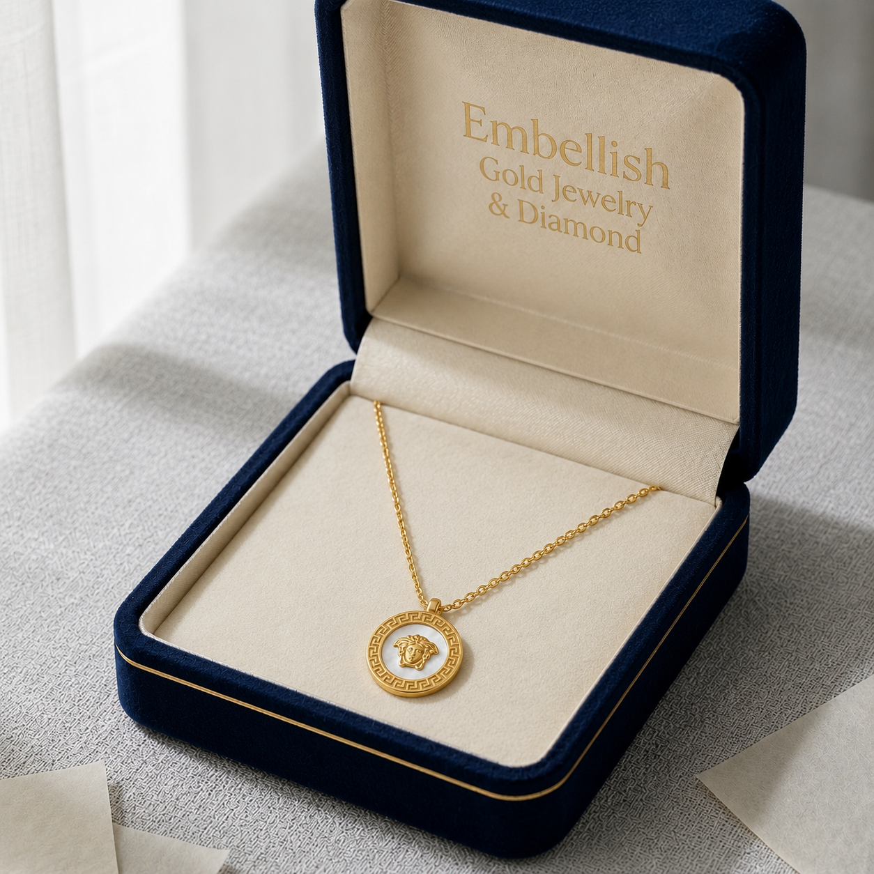 18k Gold Versace Face Necklace