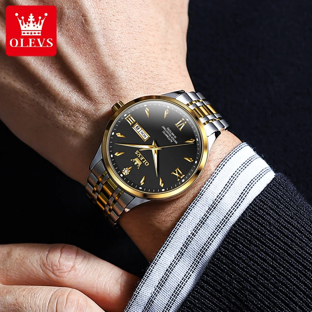 OLEVS 9956 Mens Watch - Festive Collection - Embellish Gold Jewelry & Diamond