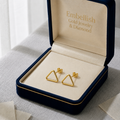 18K Real Gold Hollow Triangle Earrings