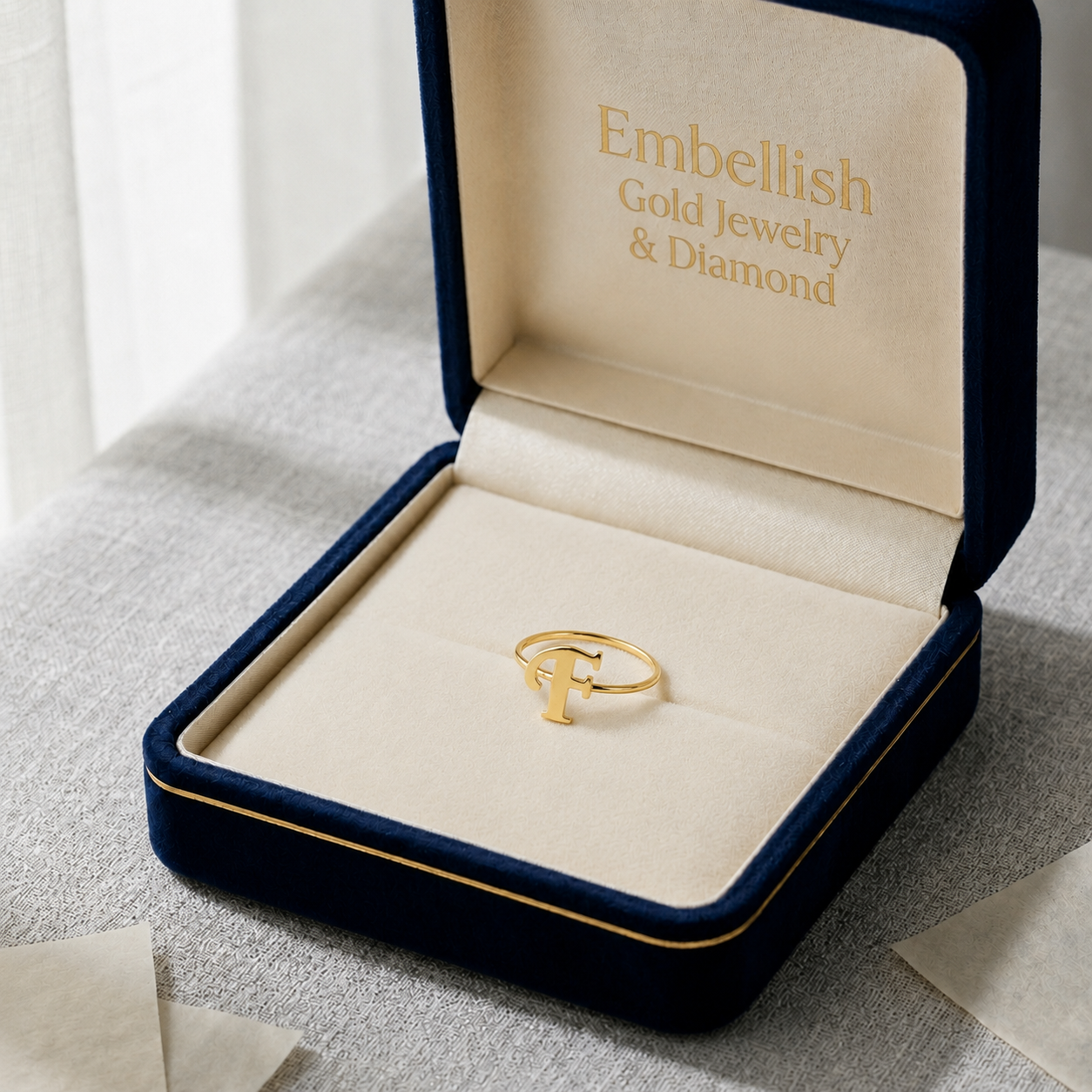 18K Real Gold Customize Letter Ring - إطلاق جديد - Embellish Gold