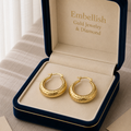 18k Gold Flat Snake Skin Loop Earrings